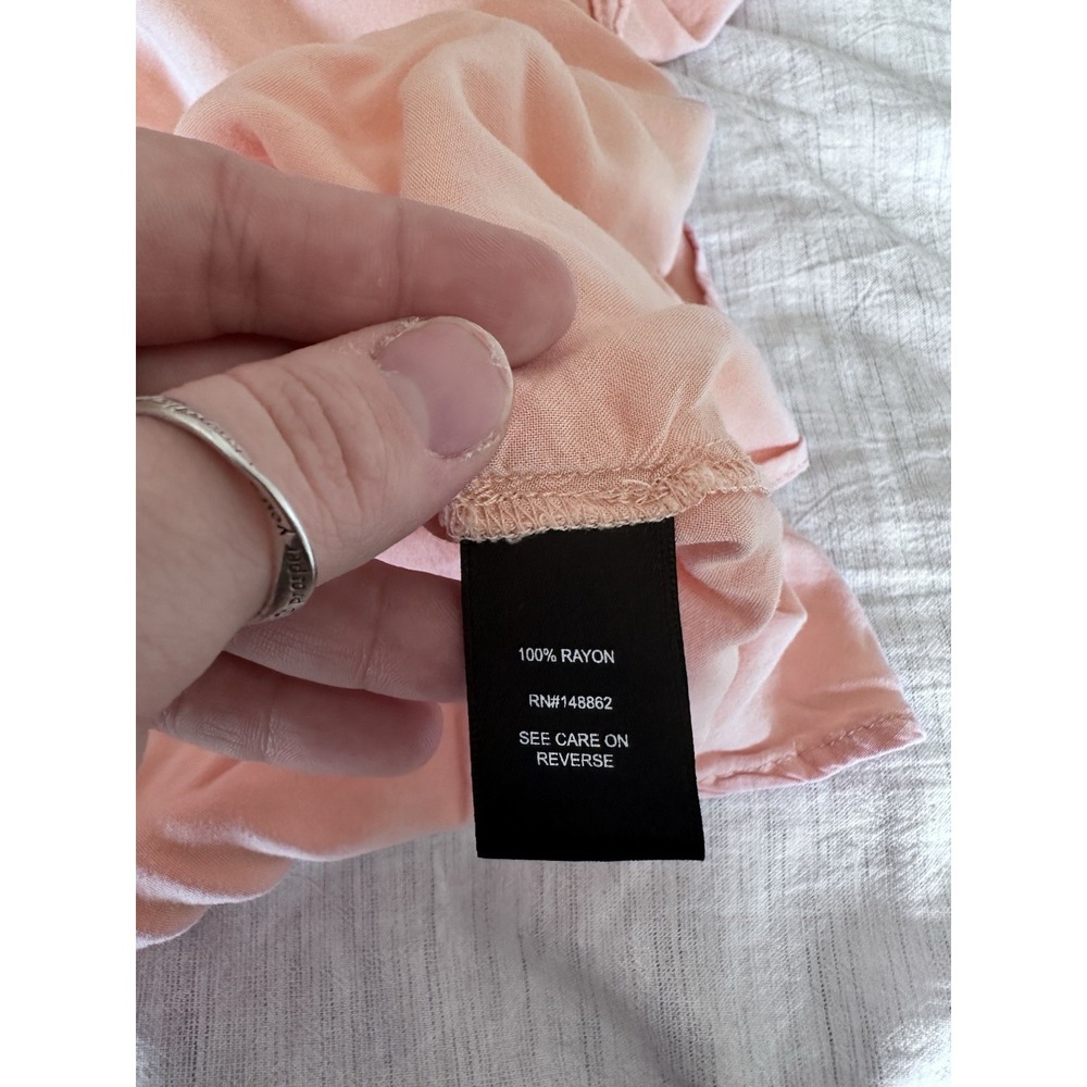 Torrid Womens Challis Tie Short Sleeve Top Size 2X Peach Pink Button Front - Picture 5 of 8